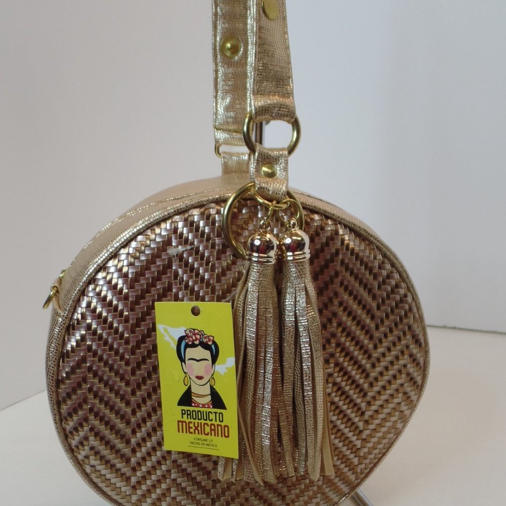 Producto Mexicano Round Multi Color Zippered Purse W Tassels Carrying Strap NWT - Picture 2 of 14